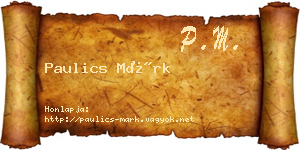 Paulics Márk névjegykártya